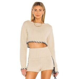 Lovers and Friends Revolve Annalisa Sweater Women M Oatmeal Cropped Boho  Casual